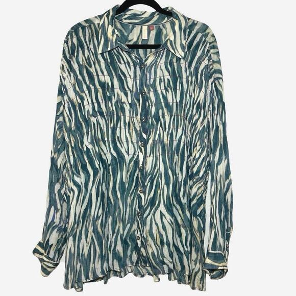 Pilcro by Anthropologie Women’s Animal Print Long Sleeve Button Down Size Large - Picture 1 of 6